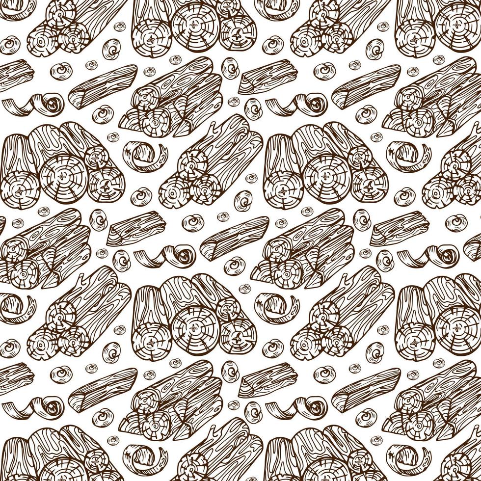 Pattern with wood logs, trunks and planks. Background for forestry and lumber industry. vector