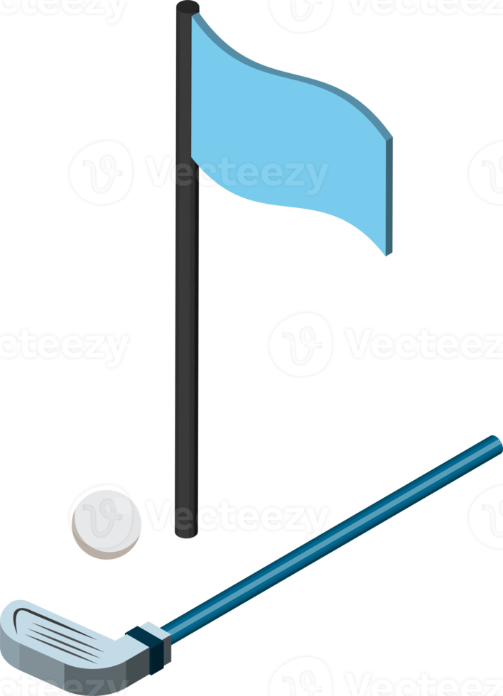 golf en vlag illustratie in 3d isometrische stijl png