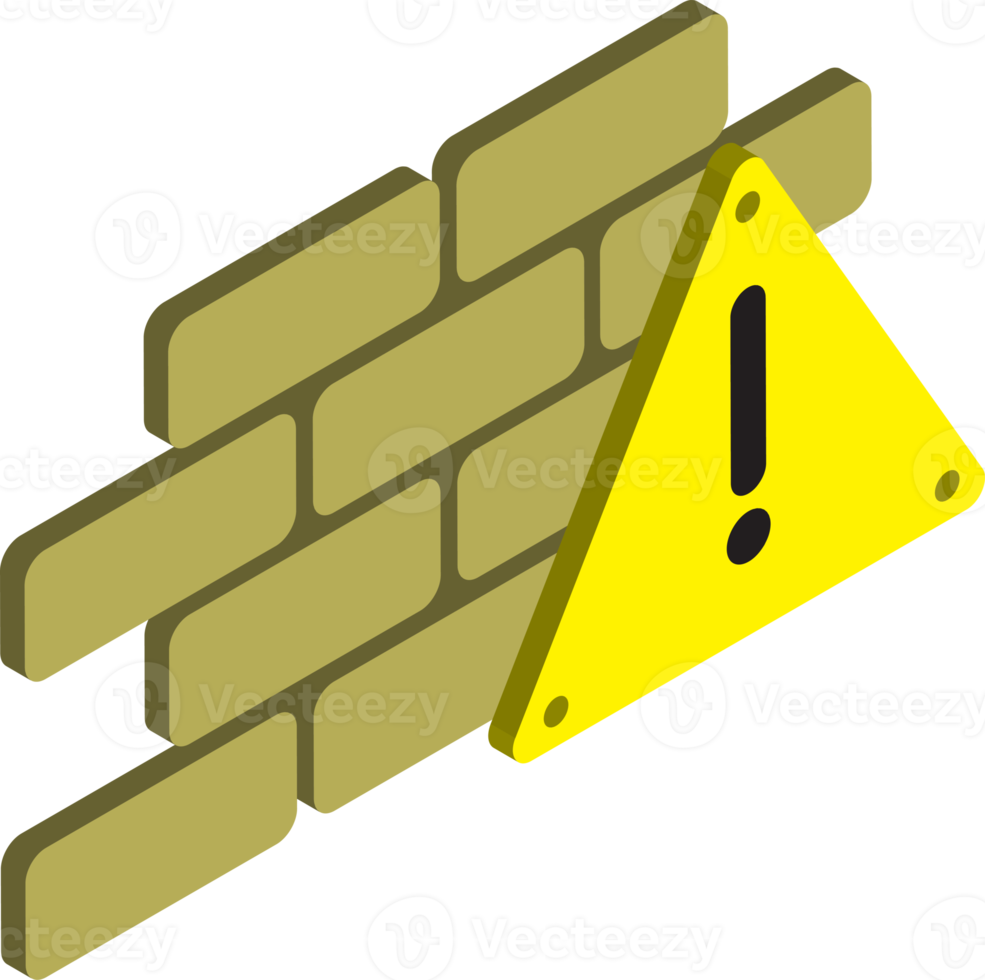 construction warning sign illustration in 3D isometric style png