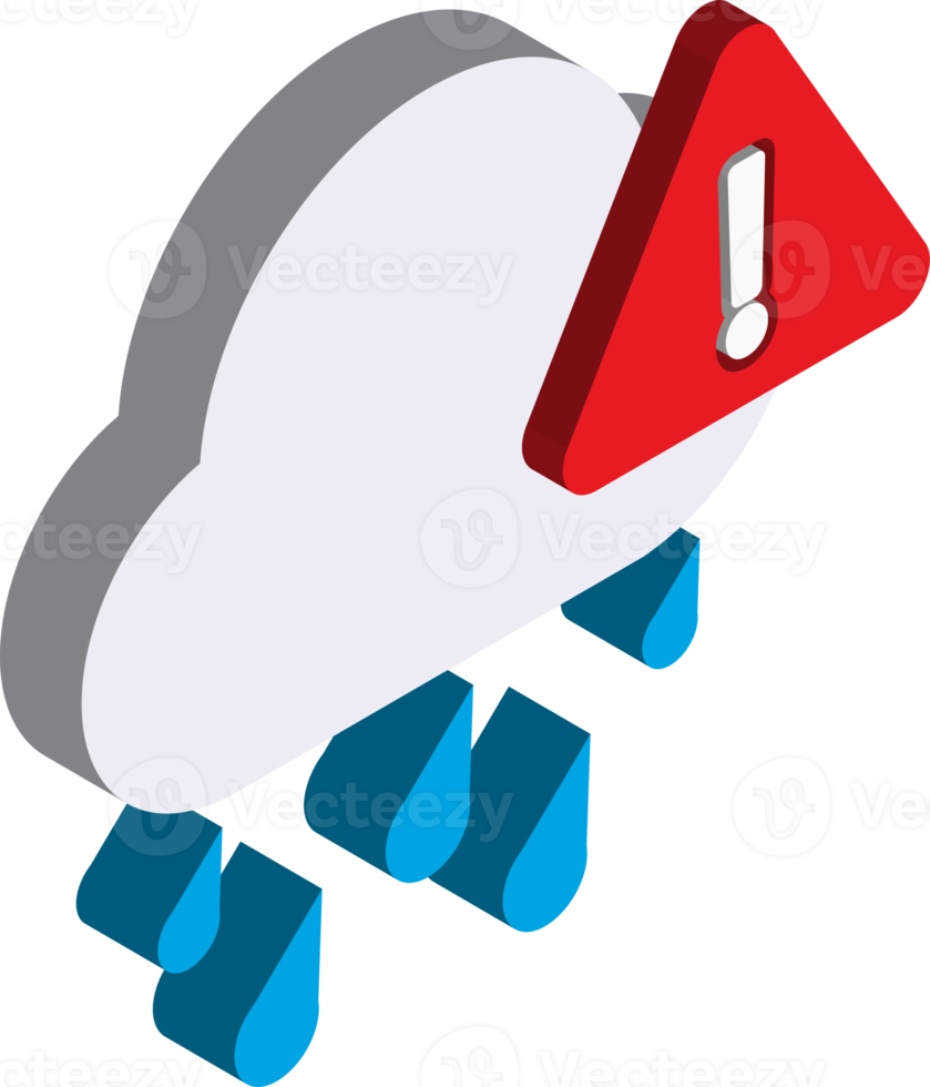 rain warning sign illustration in 3D isometric style png
