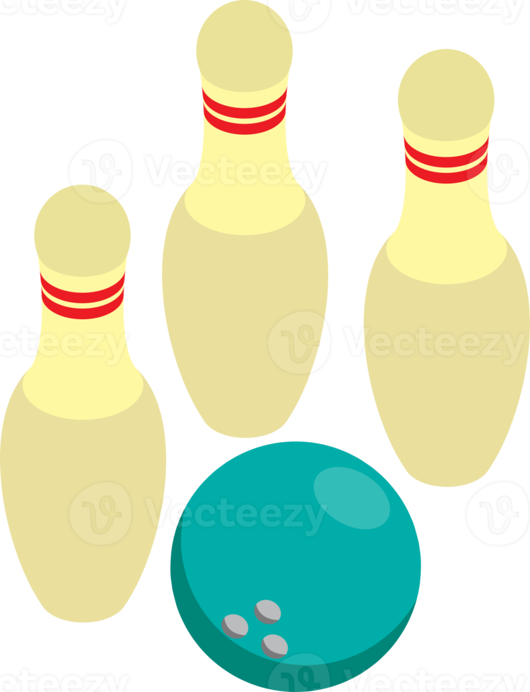 Bowling-Illustration im isometrischen 3D-Stil png
