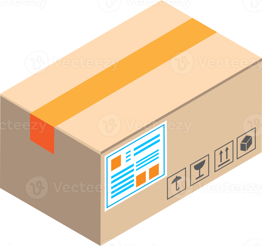 parcel box illustration in 3D isometric style png