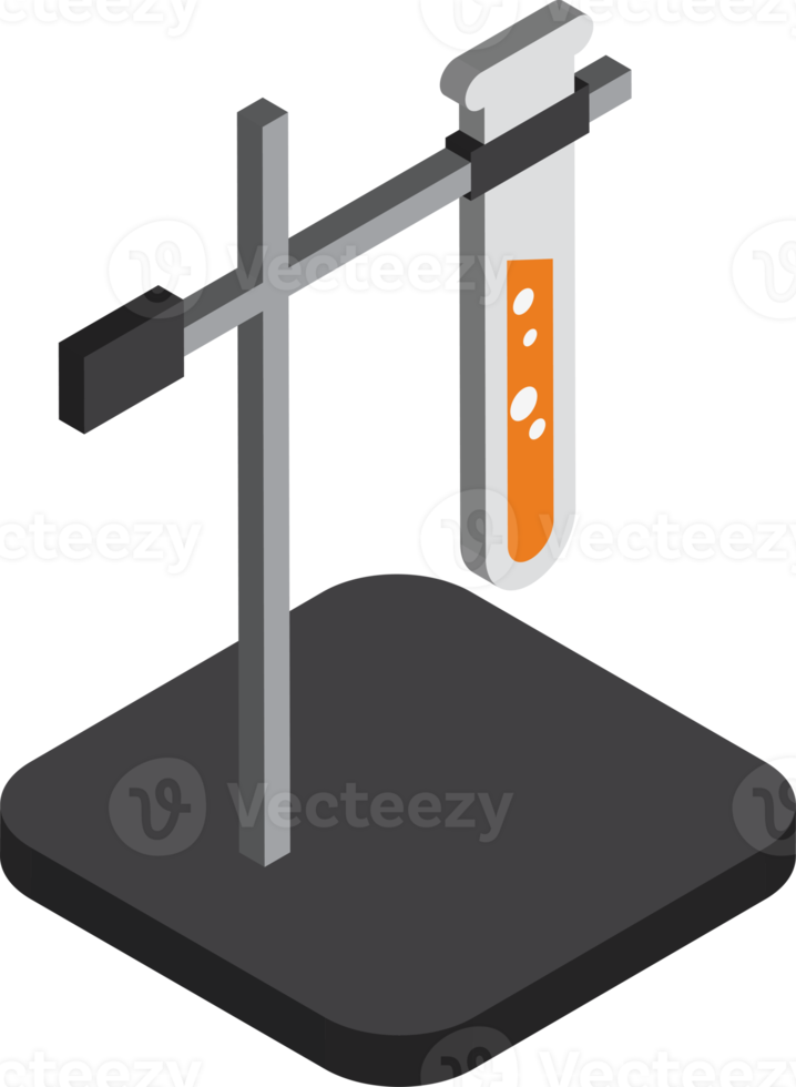 Chemical tubes and test tubes illustration in 3D isometric style png