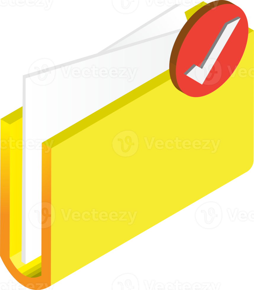 Folder and checkmark illustration in 3D isometric style png
