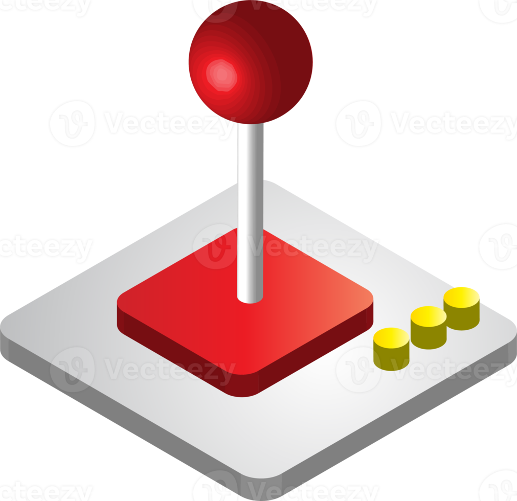 controle de alça vermelha para ilustração de jogo em estilo isométrico 3d png