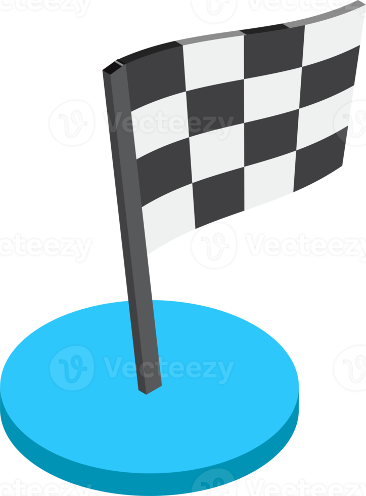 illustration de drapeau de course dans un style isométrique 3d png