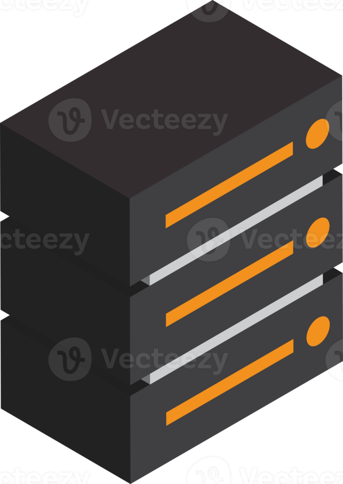 serveurs et illustration de stockage dans un style isométrique 3d png