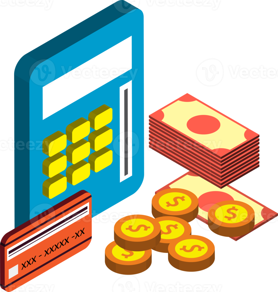 ilustración de tarjeta de crédito y finanzas en estilo isométrico 3d png