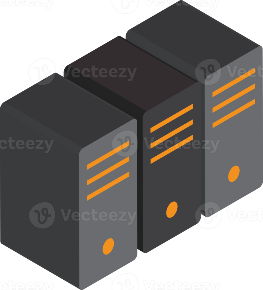 Servers and Storage illustration in 3D isometric style png