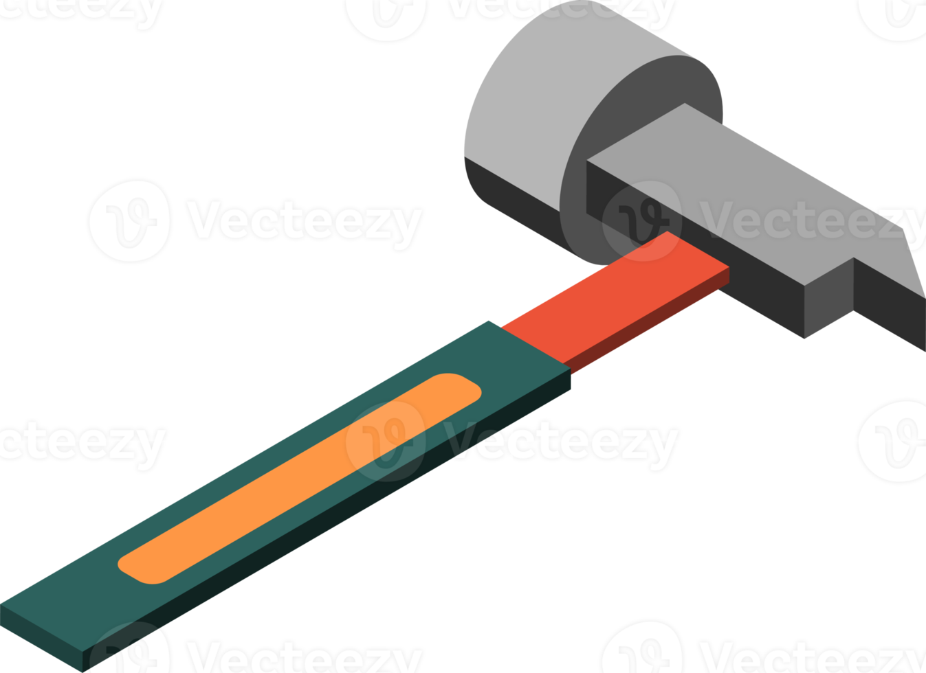 construction hammer illustration in 3D isometric style png