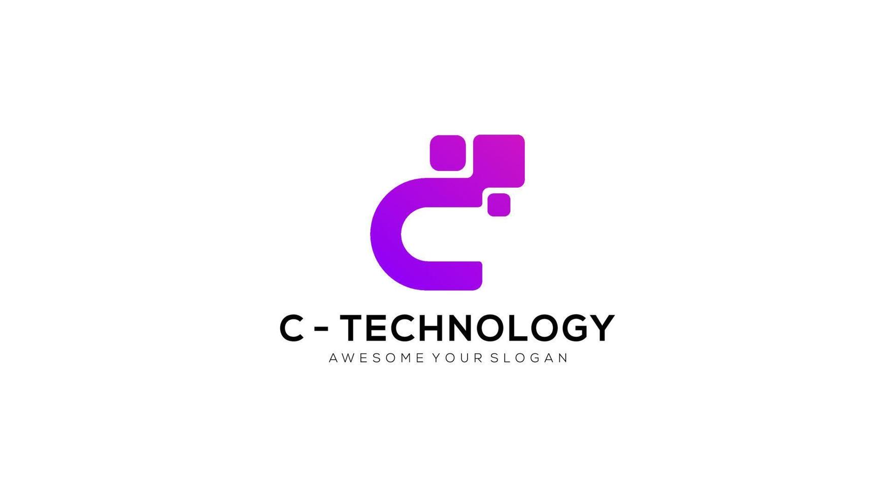 letter c technology Logo designs vector illustration