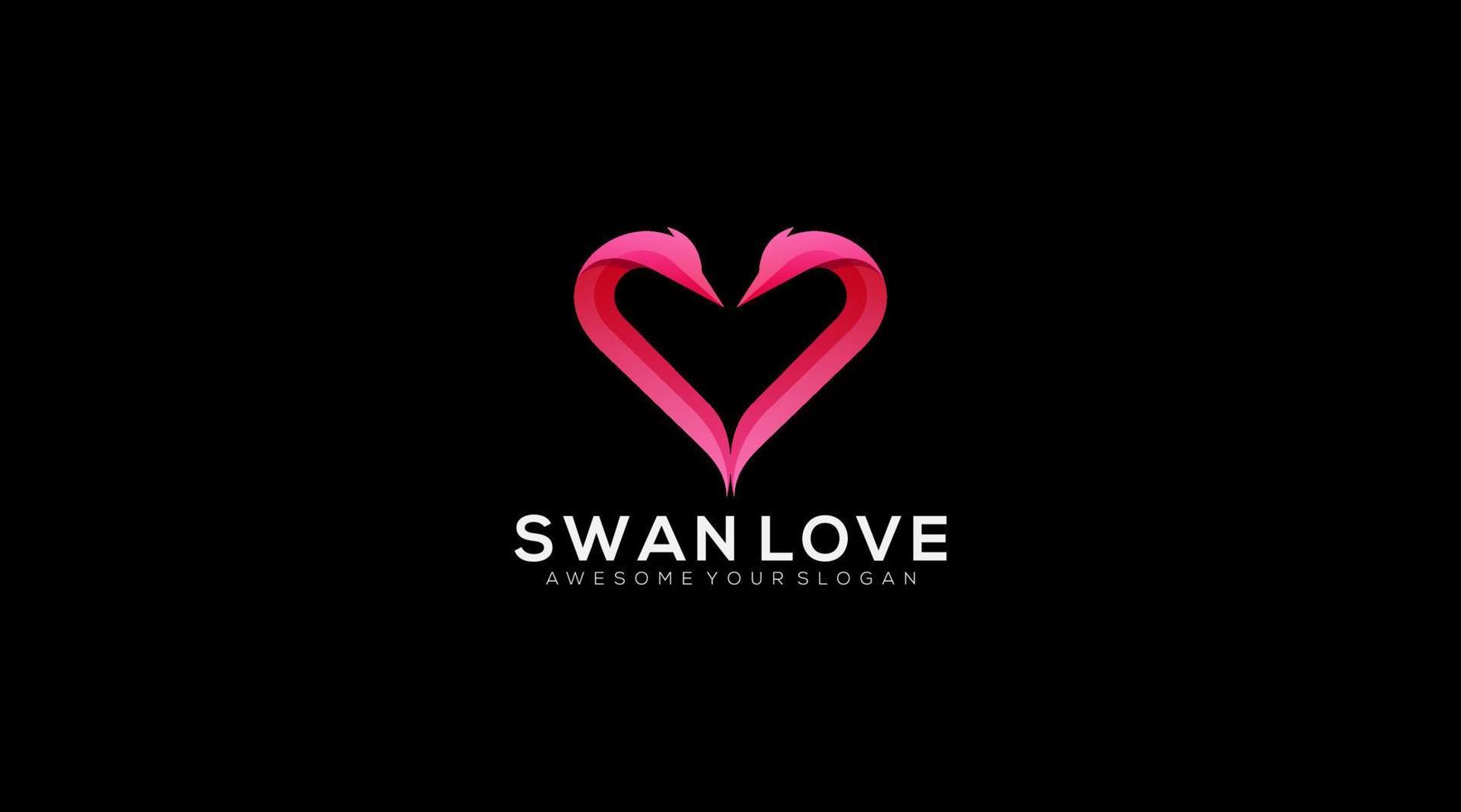 minimal swan love logo design template vector