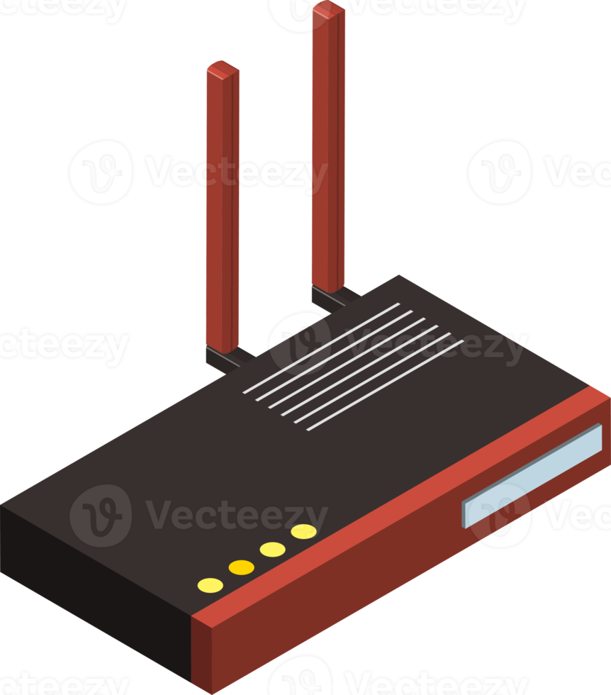 router- und modemillustration im isometrischen stil 3d png