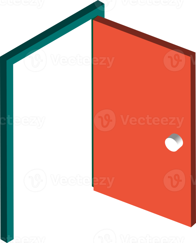 ilustración de puerta abierta en estilo isométrico 3d png