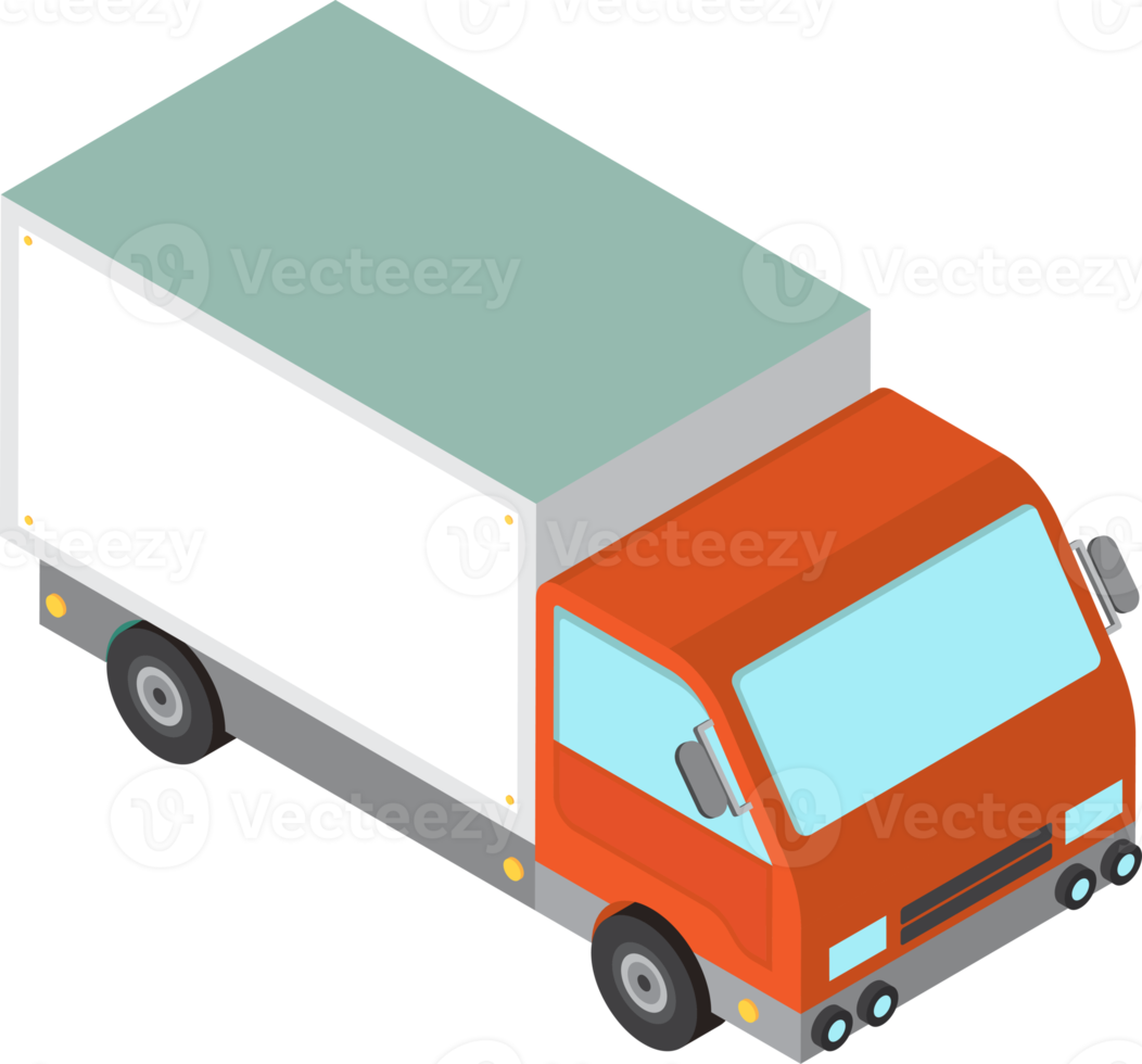 delivery truck illustration in 3D isometric style png