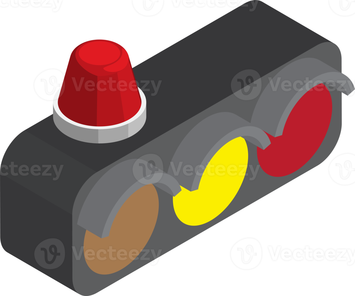 traffic light illustration in 3D isometric style png