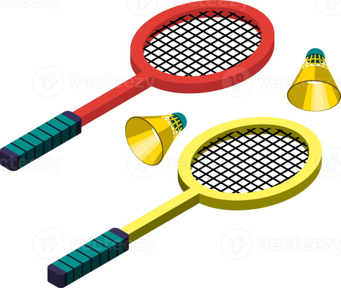 badminton illustratie in 3d isometrische stijl png