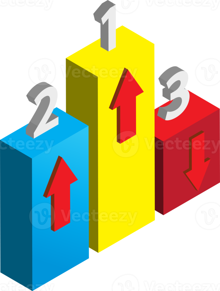 gráfico de ações e ilustração de crescimento em estilo isométrico 3d png