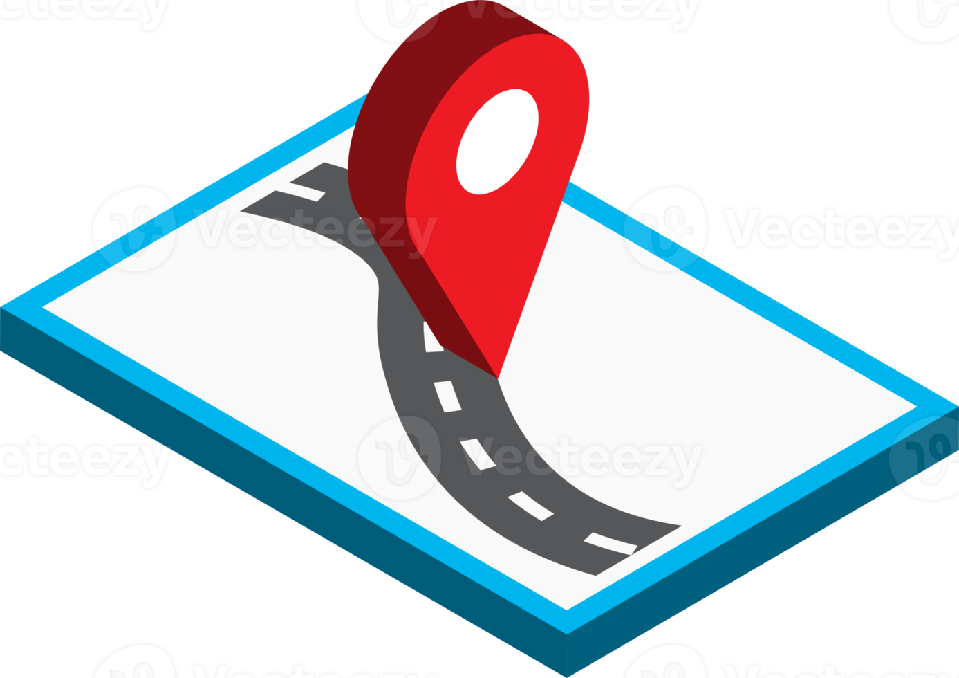 Location pins and maps illustration in 3D isometric style png