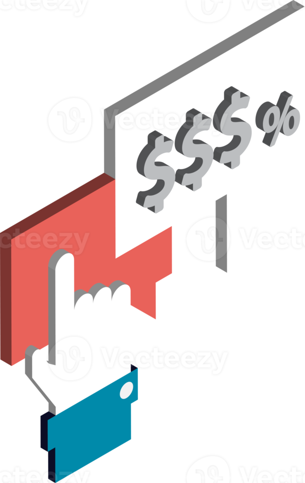 illustration de l'index et des finances dans un style isométrique 3d png