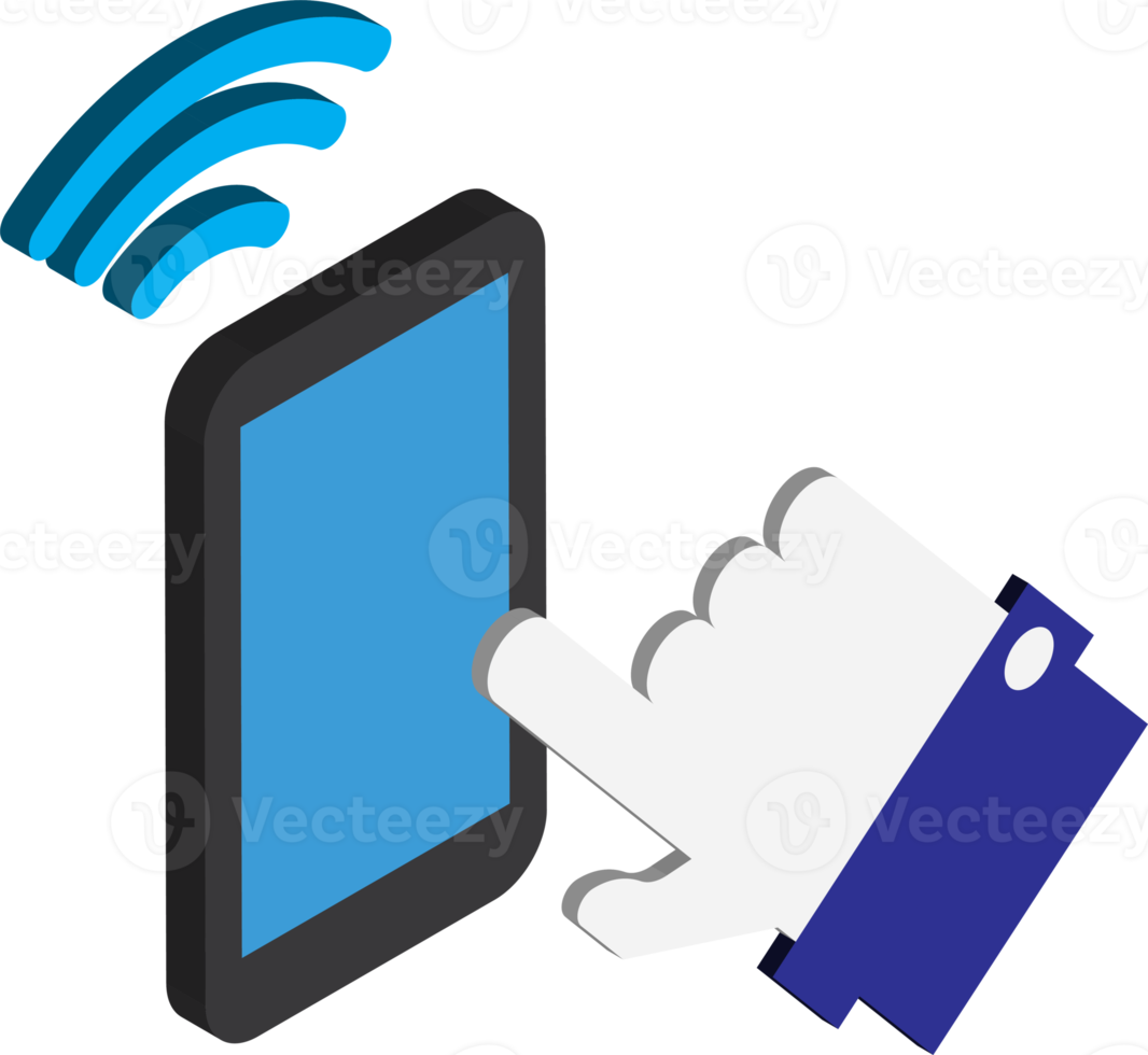 Smartphones and Connectivity illustration in 3D isometric style png