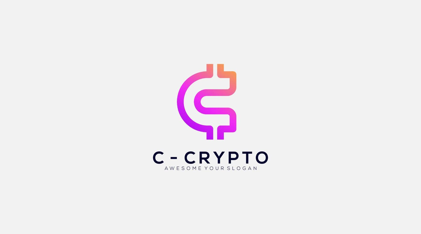 Crypto coin logo template with initial letter C vector