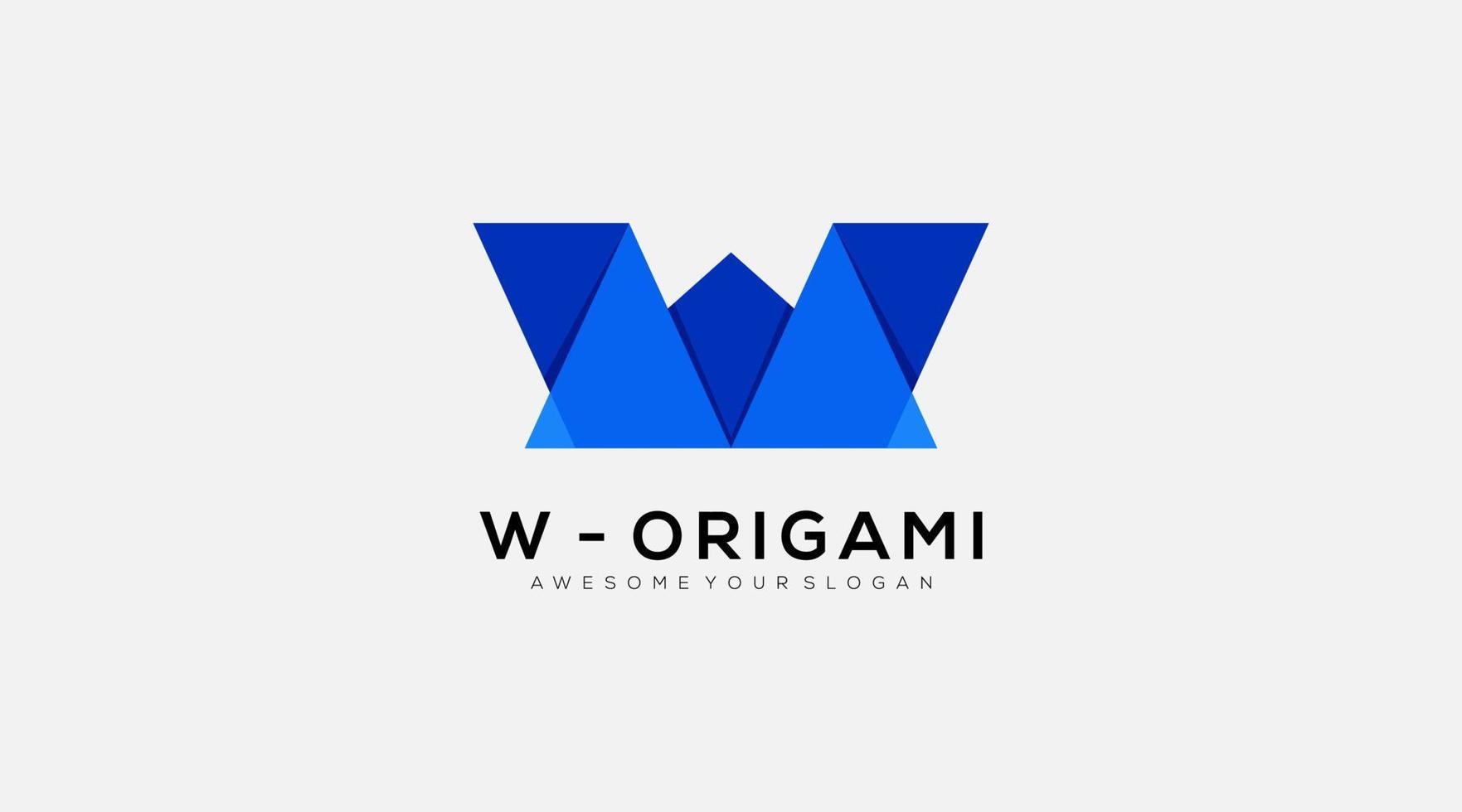Vector abstract origami letter W logo design template