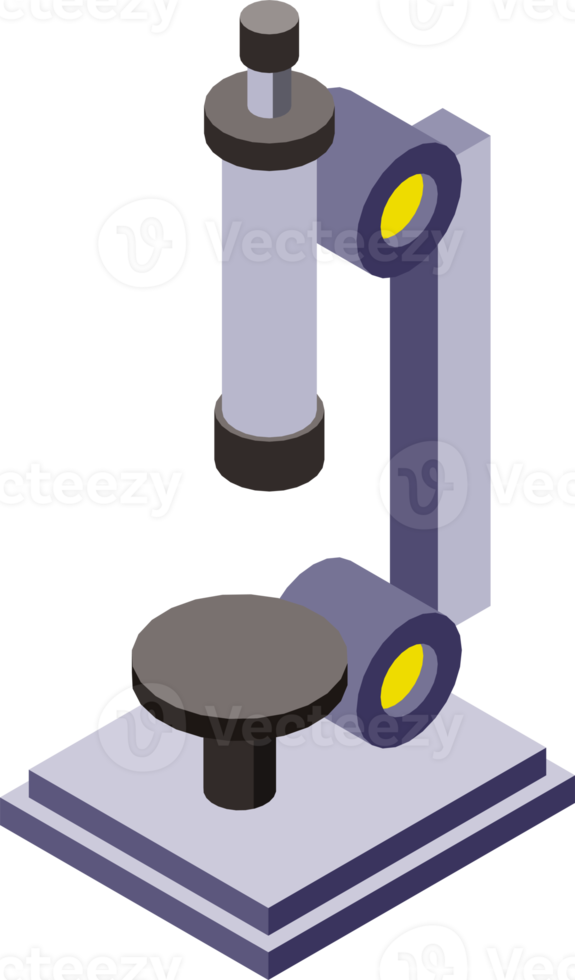 ilustración de microscopio en estilo isométrico 3d png