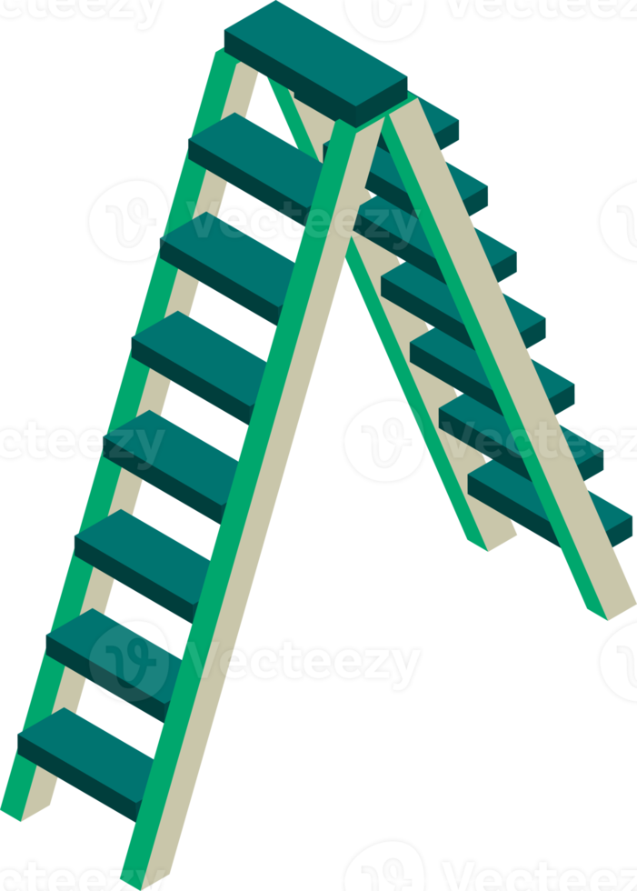 ilustración de escalera de escalada de construcción en estilo isométrico 3d png