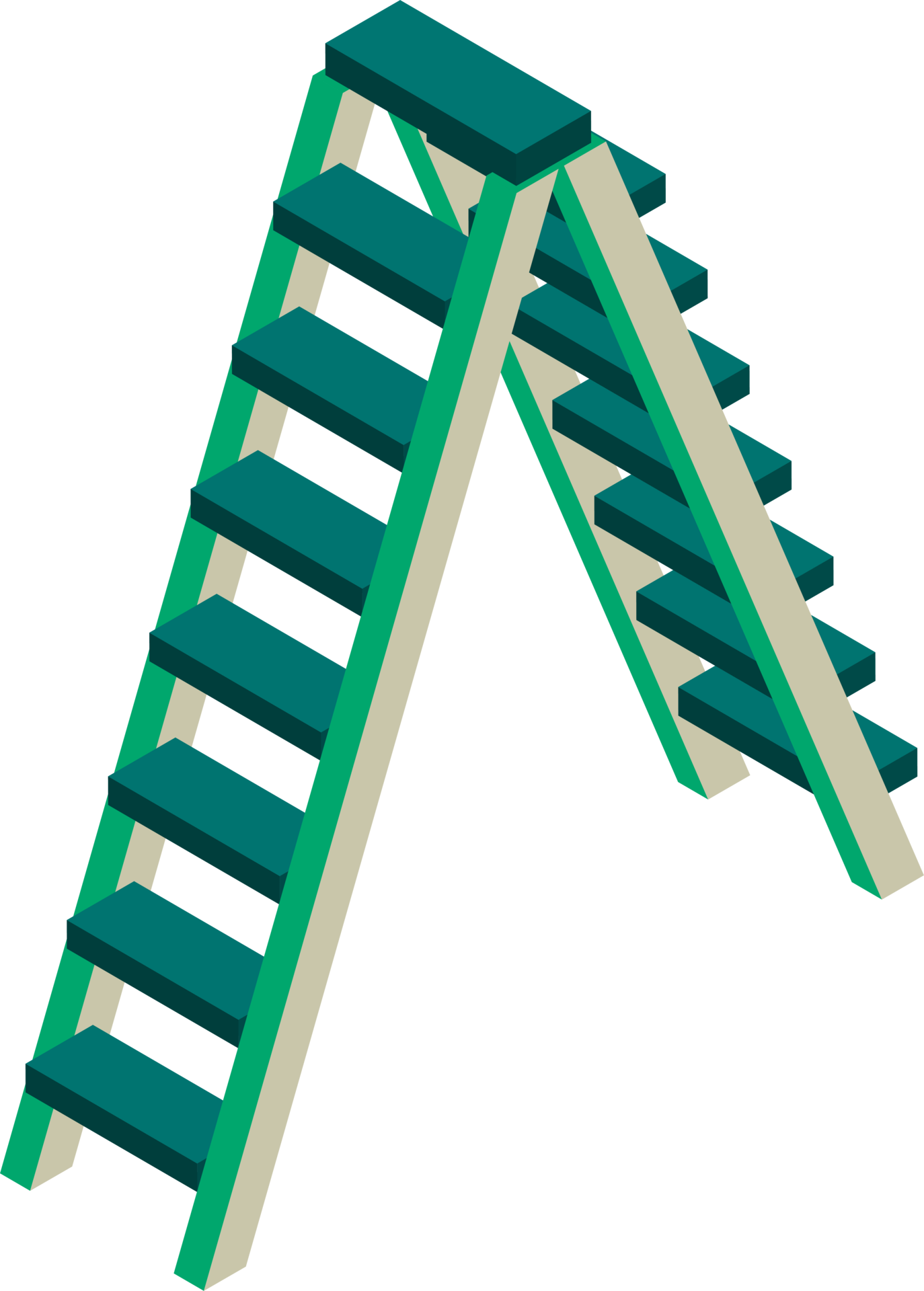 construction climbing ladder illustration in 3D isometric style