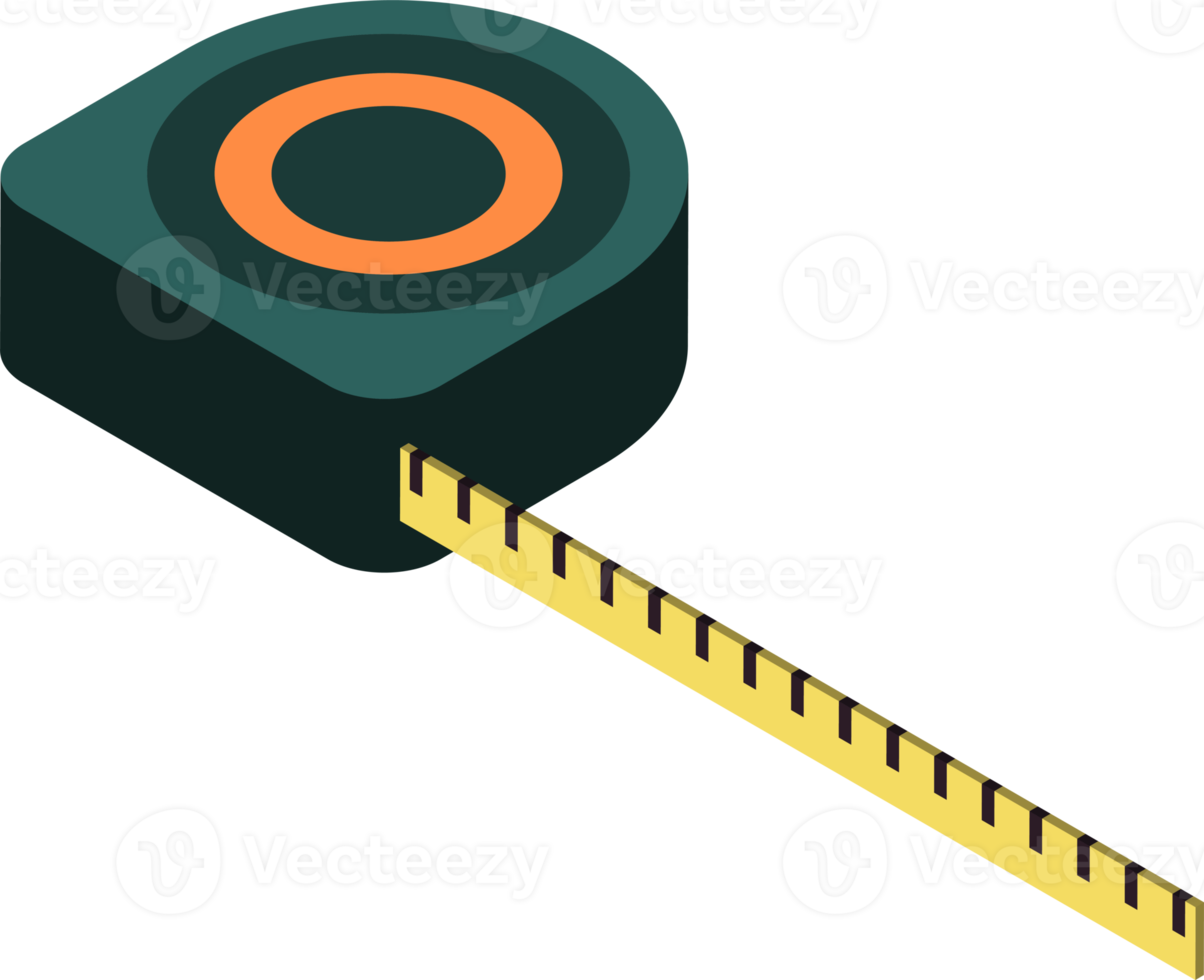 tape measure illustration in 3D isometric style png