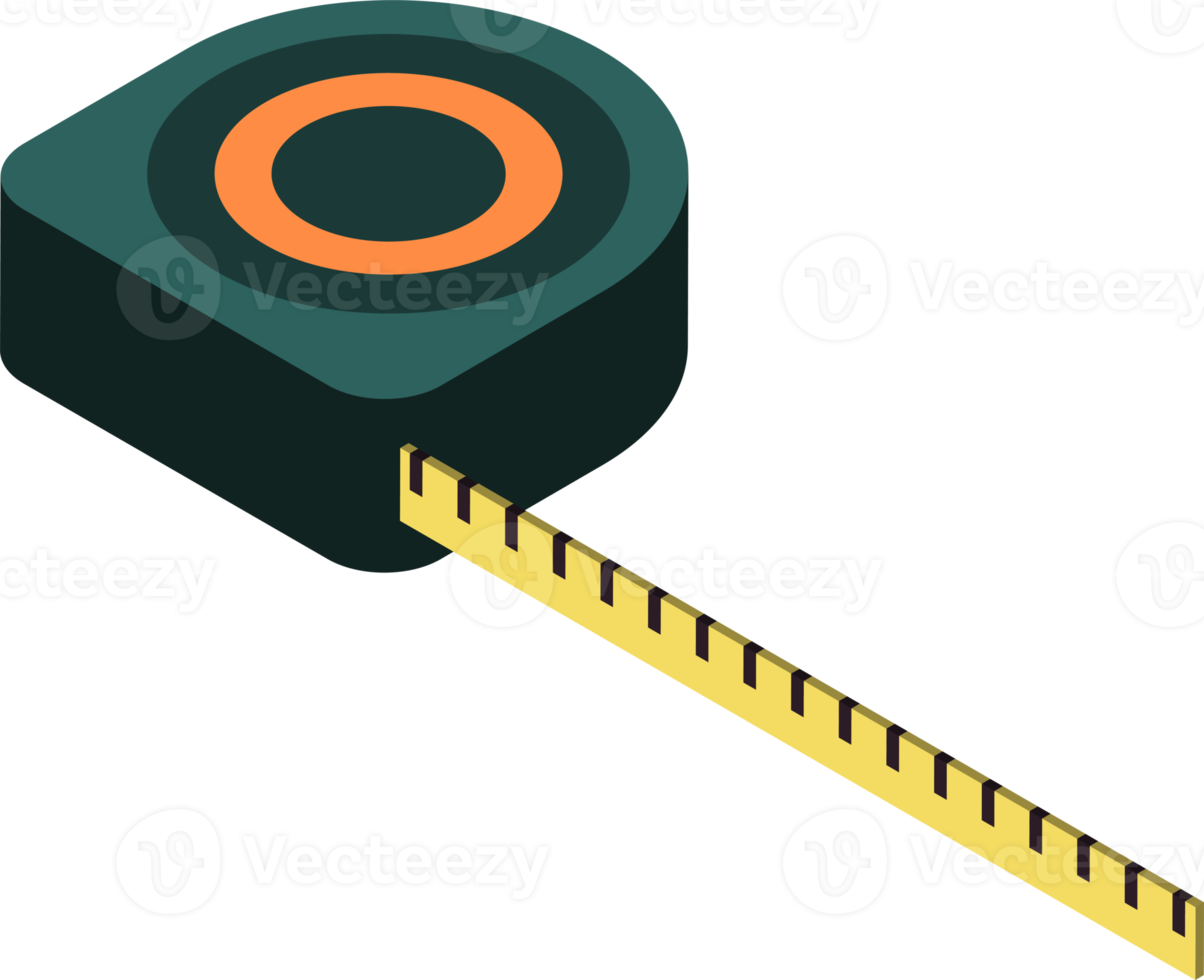 maßbandillustration im isometrischen 3d-stil png