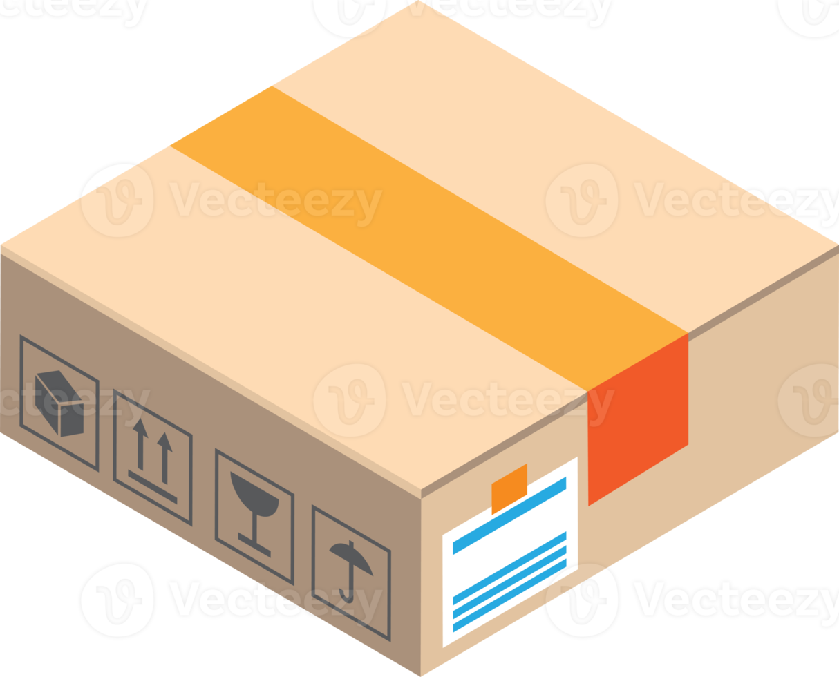 parcel box illustration in 3D isometric style png