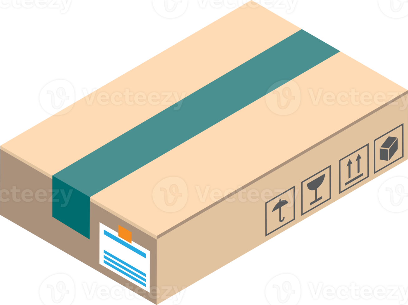 parcel box illustration in 3D isometric style png