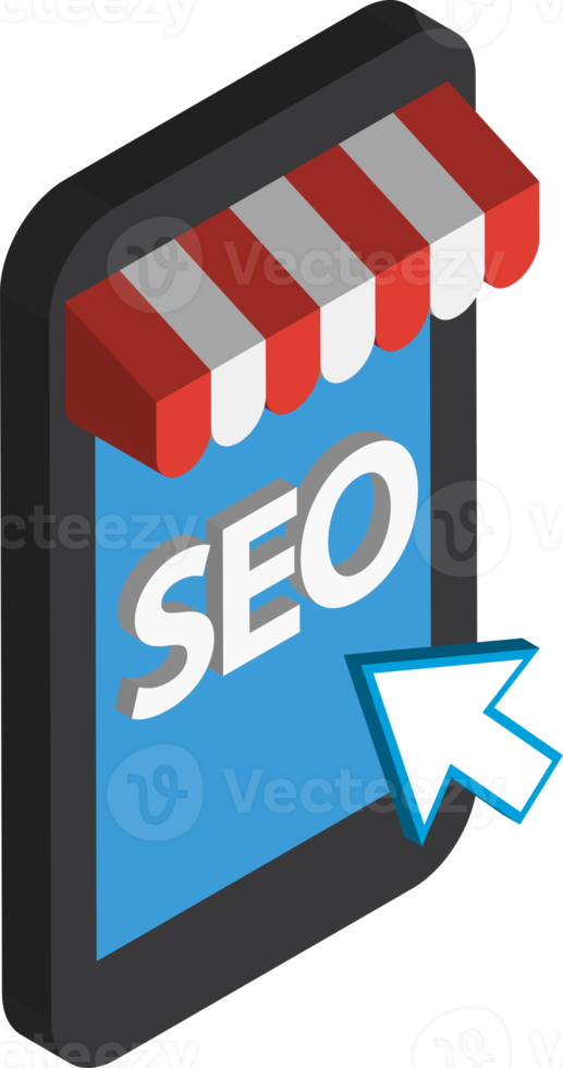 smartphones und seo-illustration im isometrischen 3d-stil png