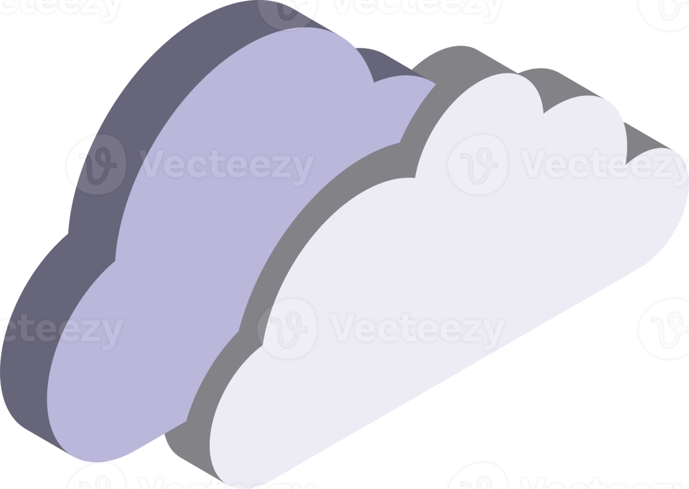 cloud illustration in 3D isometric style png