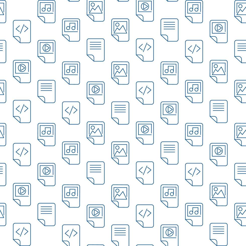 Media Files Icon Outlines Seamless Pattern Design vector