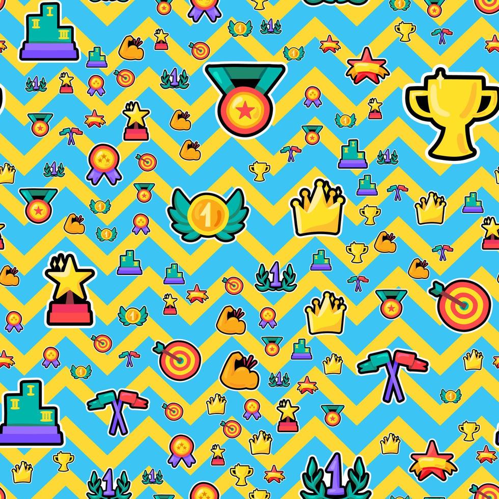 Awards stickers seamless color vector pattern