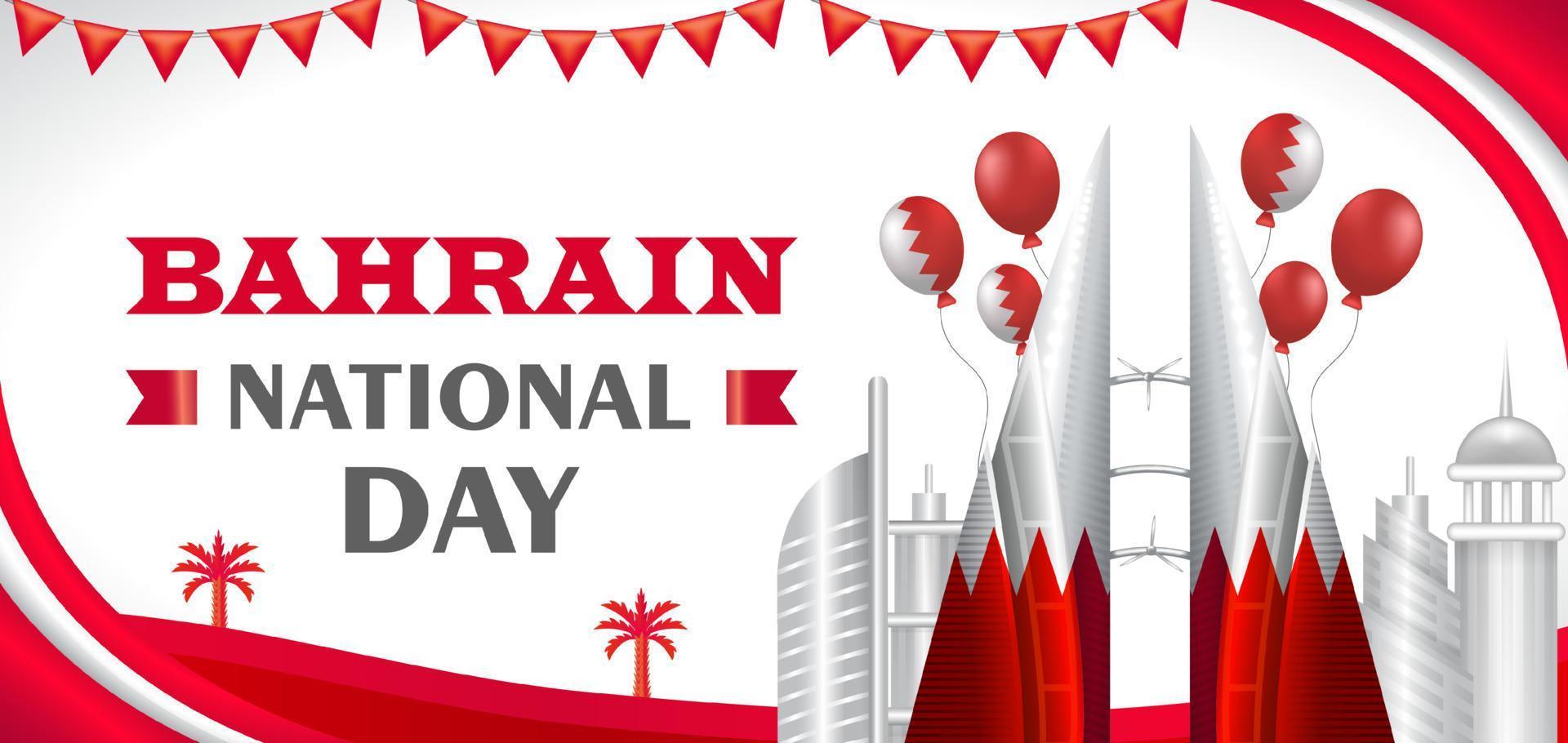 Bahrain National Day, 3d illustration of world trade center building with balloon ornament vector