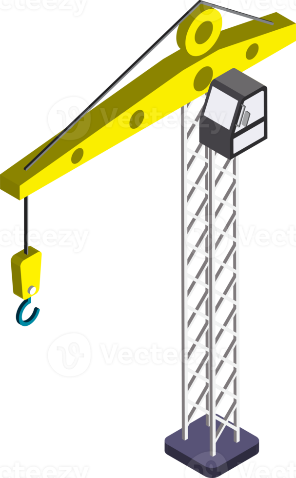 construction crane illustration in 3D isometric style png