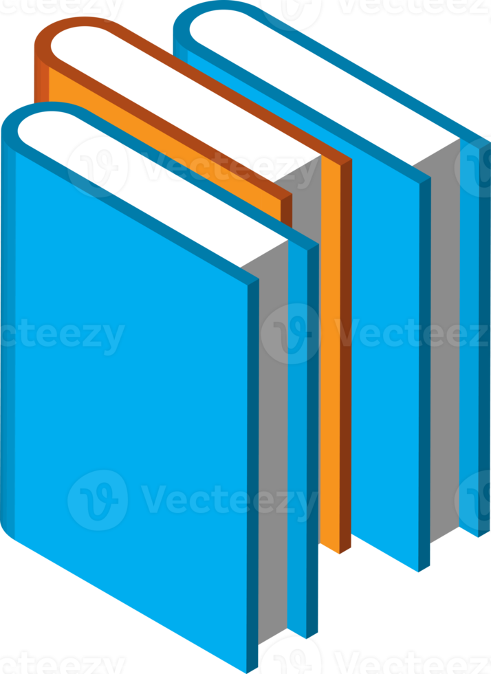 stack of books illustration in 3D isometric style png