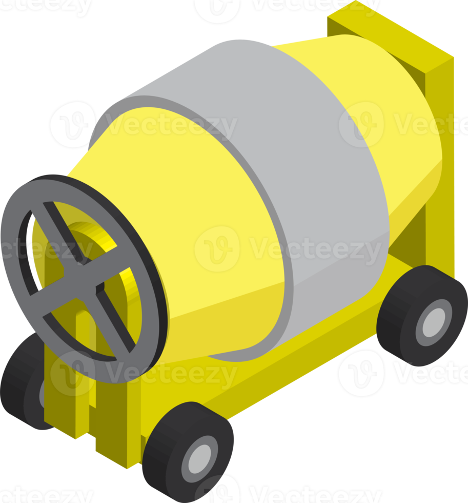 cement mixer illustration in 3D isometric style png