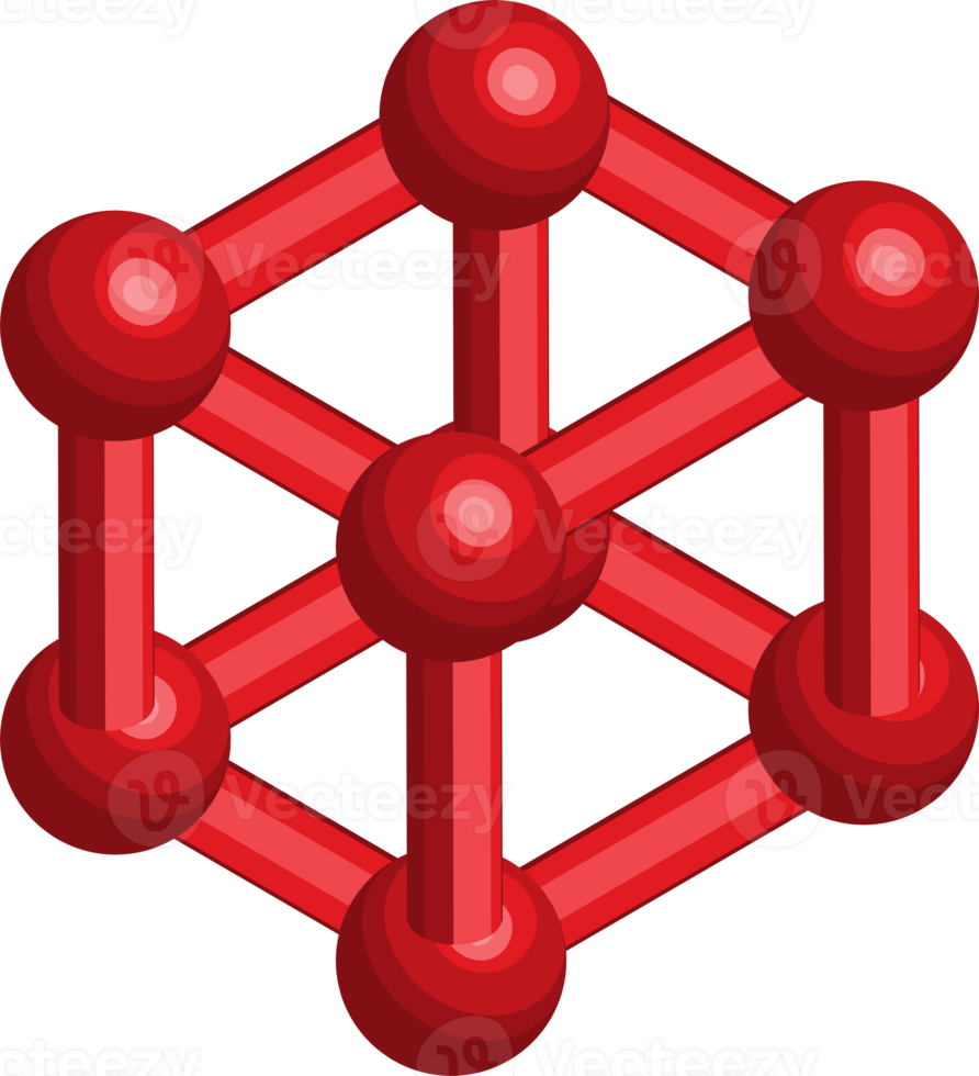 atoms and molecules illustration in 3D isometric style png