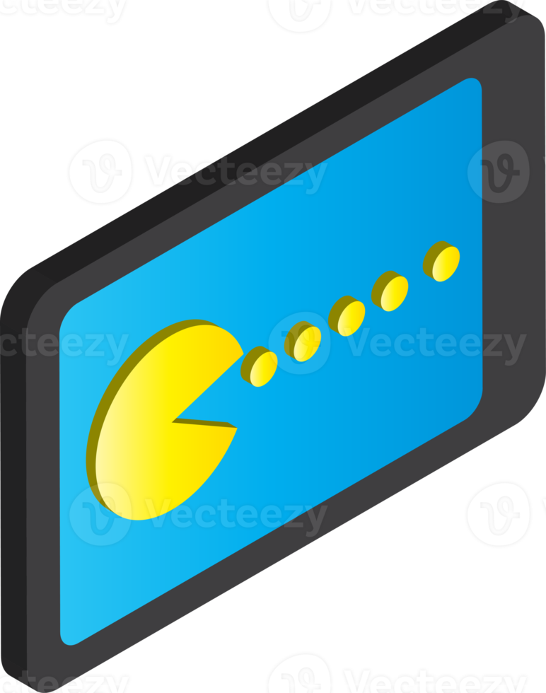 tablet and games illustration in 3D isometric style png