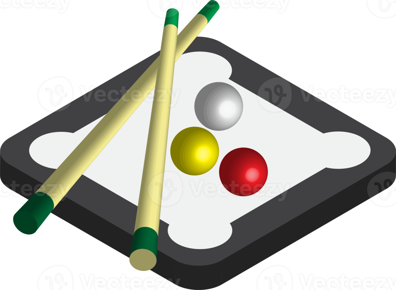 snooker illustration in 3D isometric style png