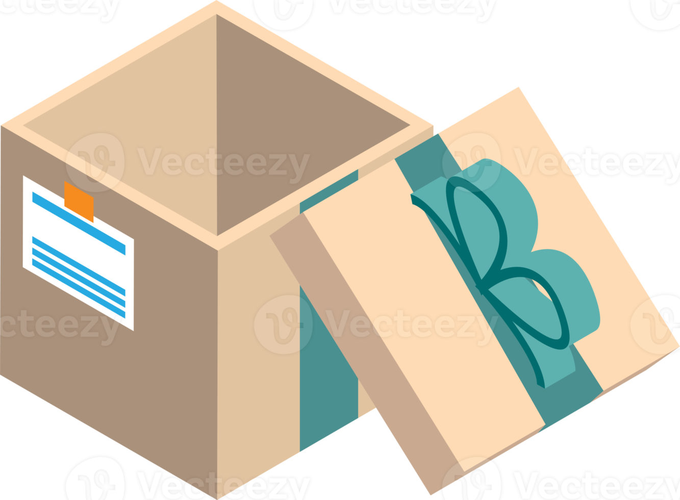 open gift box illustration in 3D isometric style png