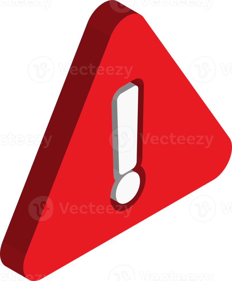 exclamation mark in triangle illustration in 3D isometric style png