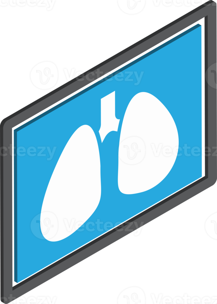 X ray of the lungs illustration in 3D isometric style png