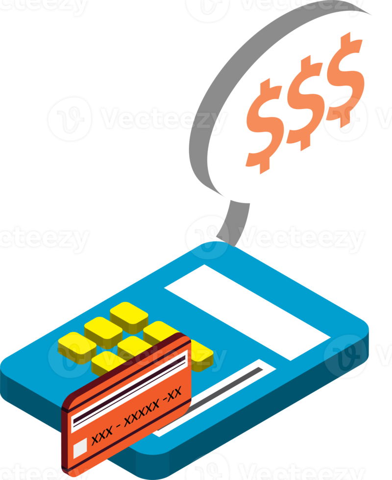 credit card and finance illustration in 3D isometric style png