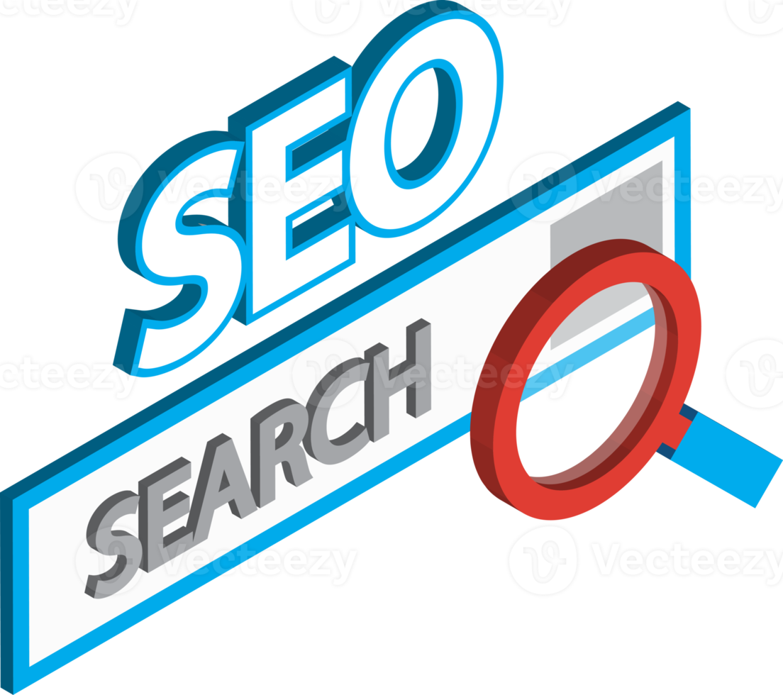 Search and SEO illustration in 3D isometric style png